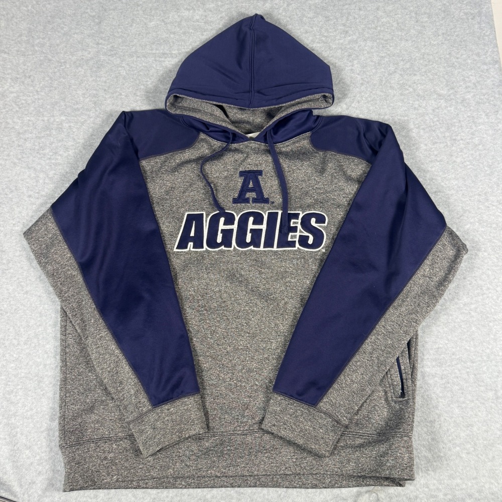 Knights Apparel Aggies Grey Navy Hoodie 2XL